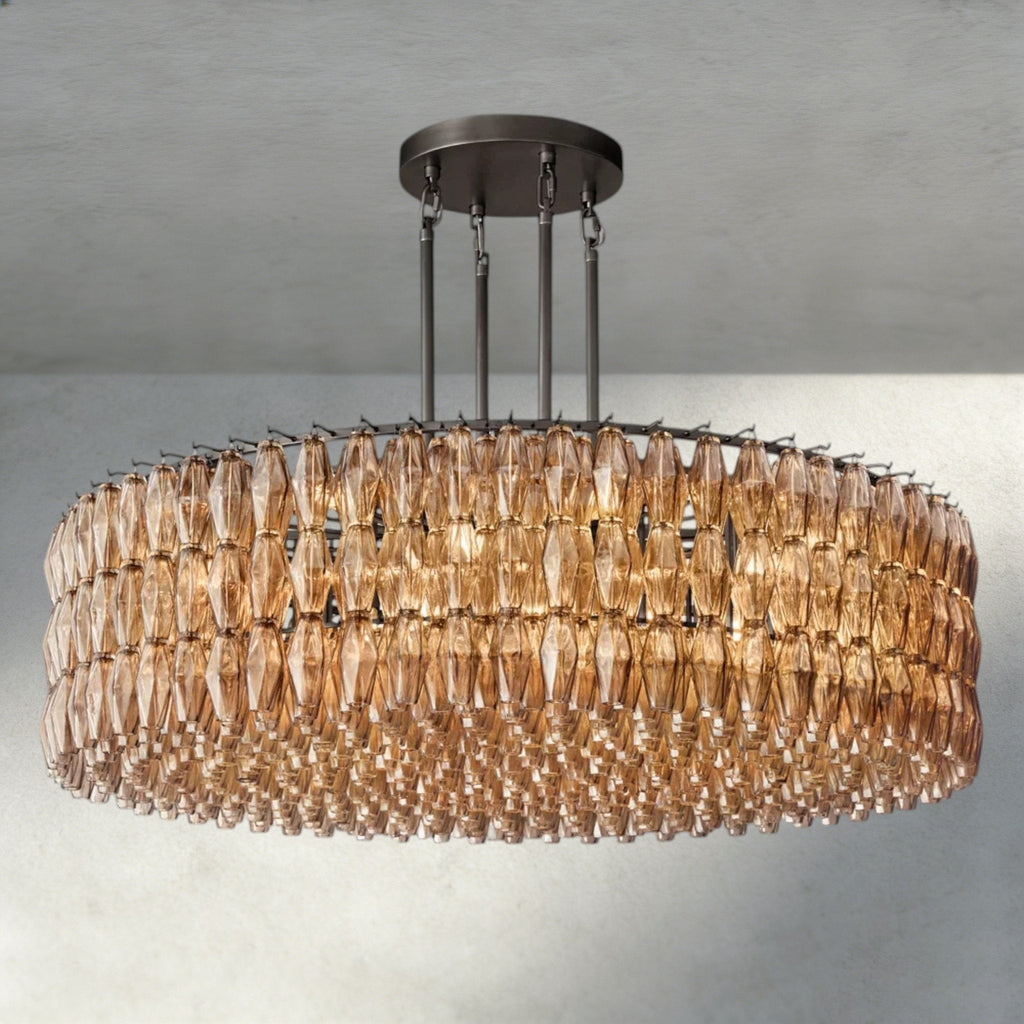 CIHELA CLEAR/ SMOKE GLASS ROUND CHANDELIER 37", 47", 62" - Cyran Lamps