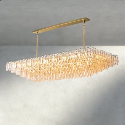 CIHELA CLEAR/ SMOKE GLASS TIERED RECTANGULAR CHANDELIER 54", 74" - Cyran Lamps