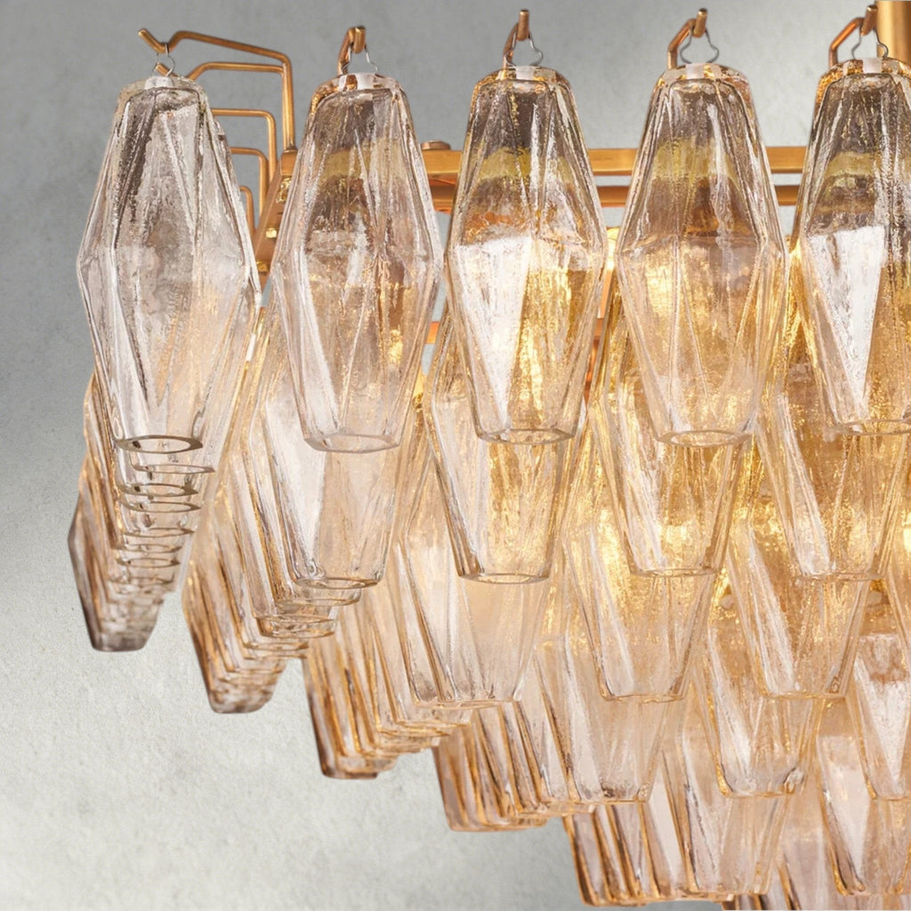 CIHELA CLEAR/ SMOKE GLASS TIERED RECTANGULAR CHANDELIER 54", 74" - Cyran Lamps
