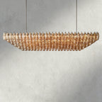 CIHELA CLEAR/ SMOKE GLASS TIERED RECTANGULAR CHANDELIER 54", 74" - Cyran Lamps
