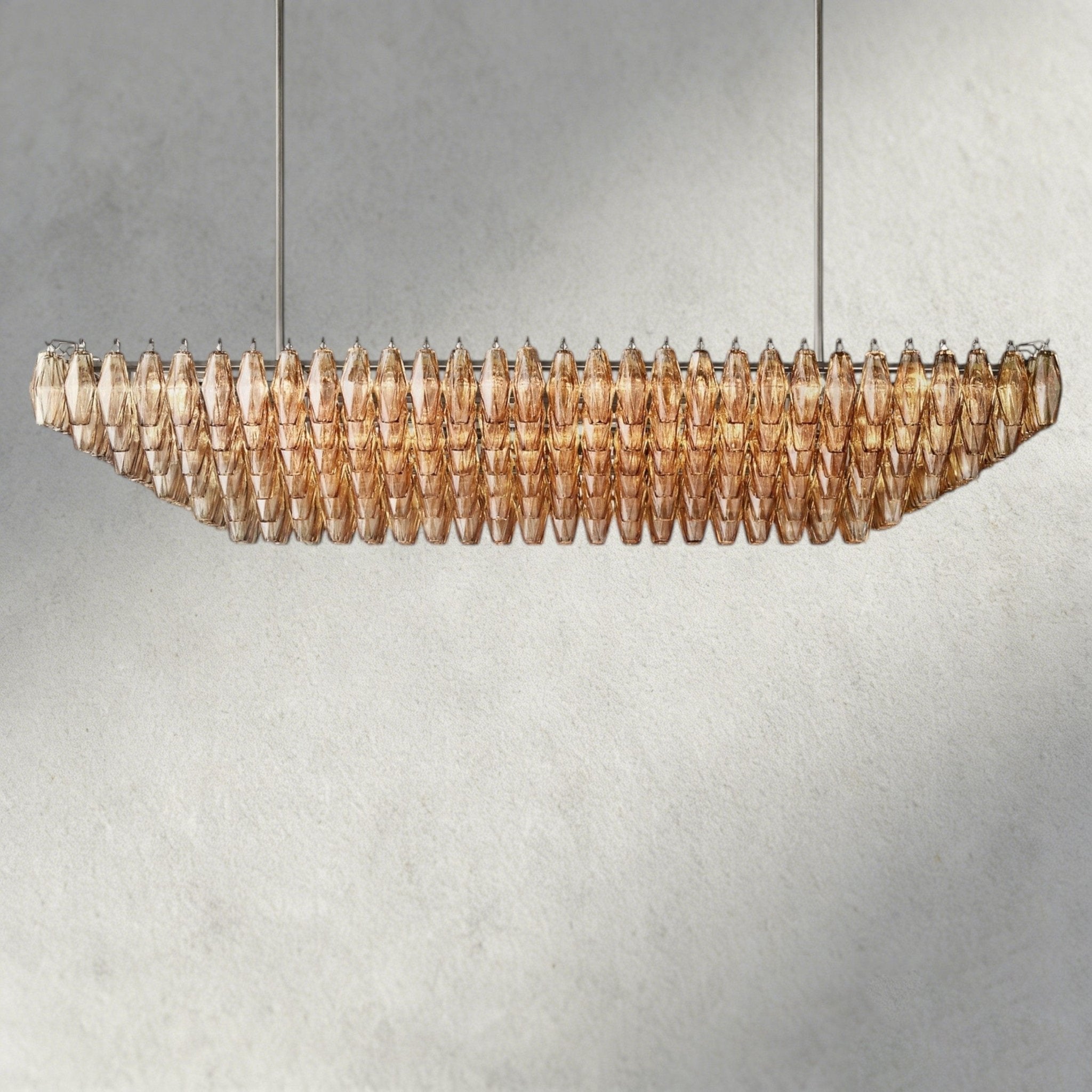 CIHELA CLEAR/ SMOKE GLASS TIERED RECTANGULAR CHANDELIER 54", 74" - Cyran Lamps
