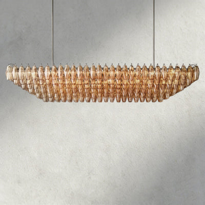 CIHELA CLEAR/ SMOKE GLASS TIERED RECTANGULAR CHANDELIER 54", 74" - Cyran Lamps