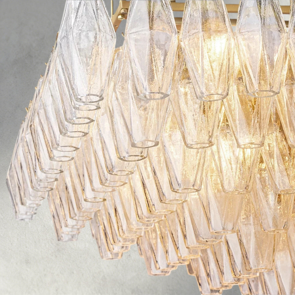 CIHELA CLEAR/ SMOKE GLASS TIERED RECTANGULAR CHANDELIER 54", 74" - Cyran Lamps