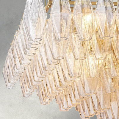 CIHELA CLEAR/ SMOKE GLASS TIERED RECTANGULAR CHANDELIER 54", 74" - Cyran Lamps