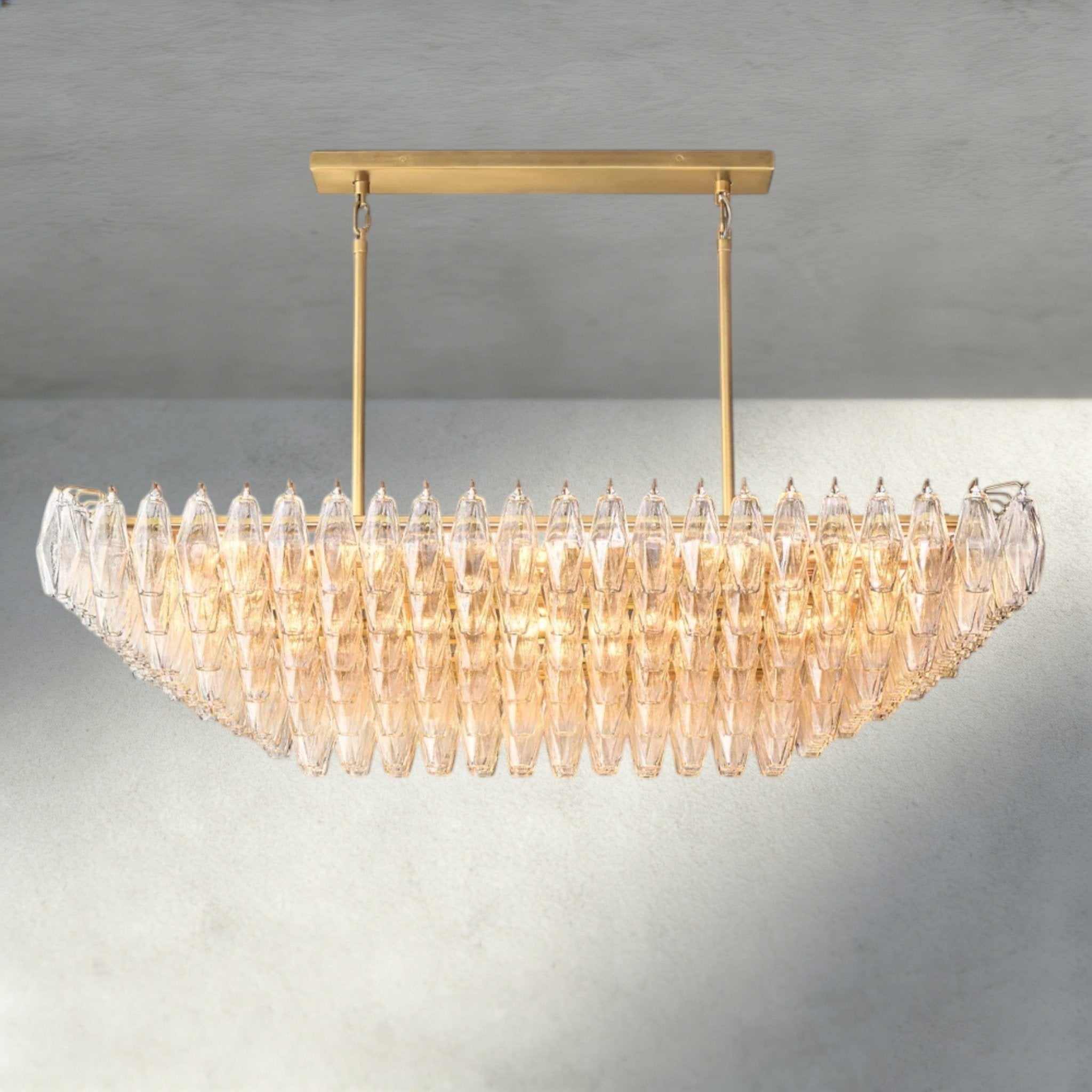 CIHELA CLEAR/ SMOKE GLASS TIERED RECTANGULAR CHANDELIER 54", 74" - Cyran Lamps
