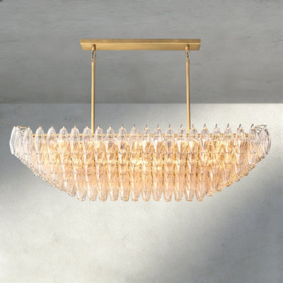 CIHELA CLEAR/ SMOKE GLASS TIERED RECTANGULAR CHANDELIER 54", 74" - Cyran Lamps