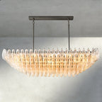 CIHELA CLEAR/ SMOKE GLASS TIERED RECTANGULAR CHANDELIER 54", 74" - Cyran Lamps