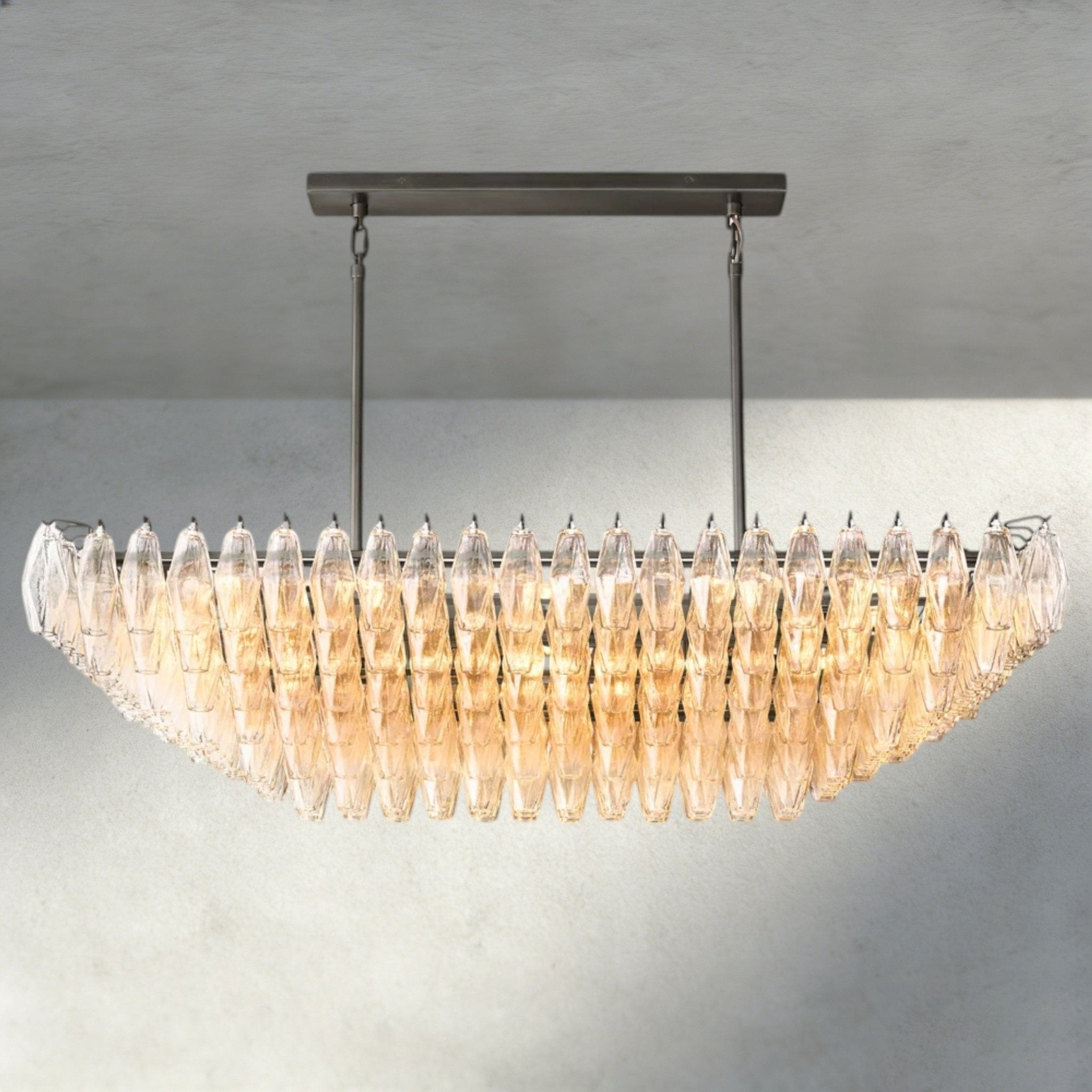 CIHELA CLEAR/ SMOKE GLASS TIERED RECTANGULAR CHANDELIER 54", 74" - Cyran Lamps