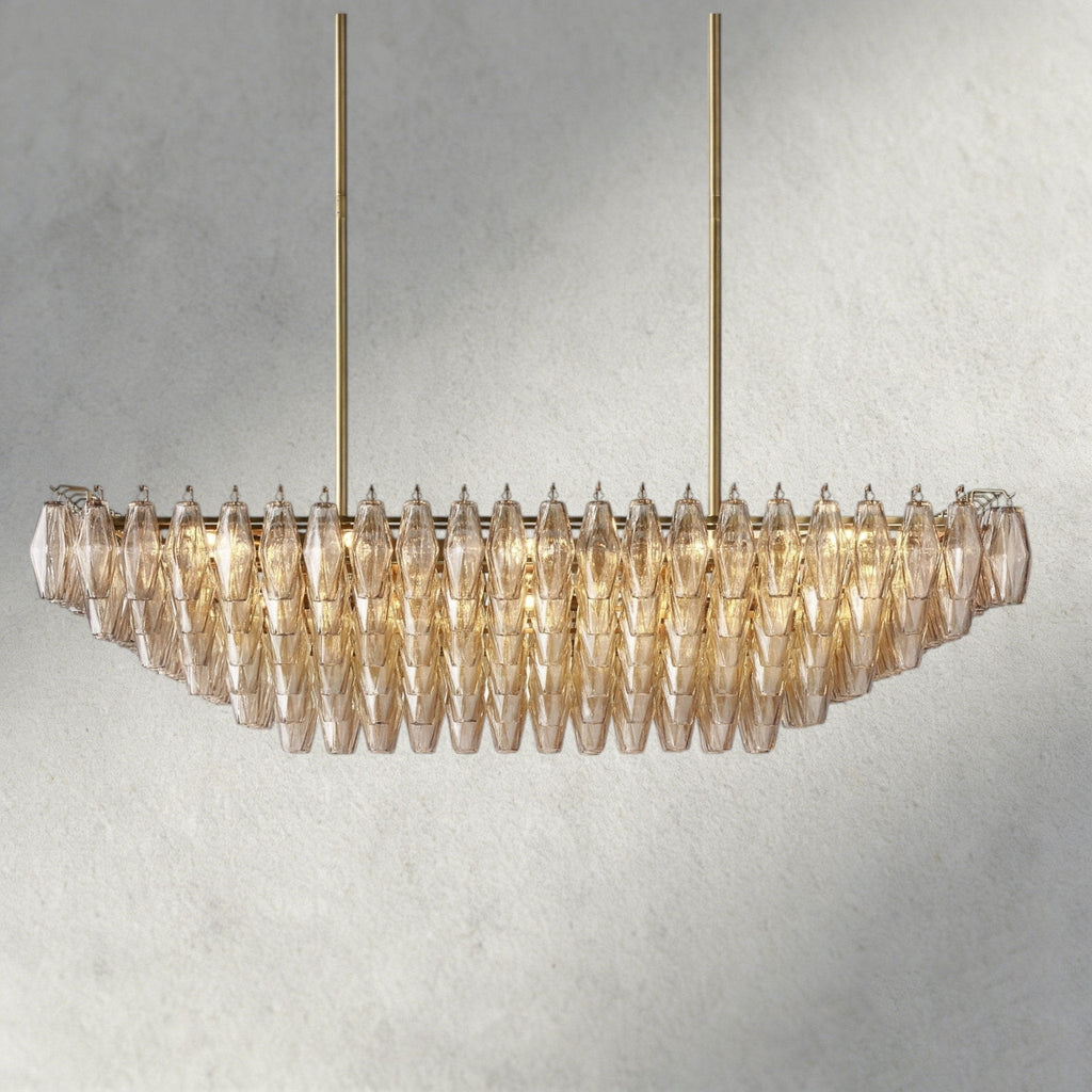 CIHELA CLEAR/ SMOKE GLASS TIERED RECTANGULAR CHANDELIER 54", 74" - Cyran Lamps