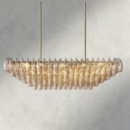CIHELA CLEAR/ SMOKE GLASS TIERED RECTANGULAR CHANDELIER 54", 74" - Cyran Lamps