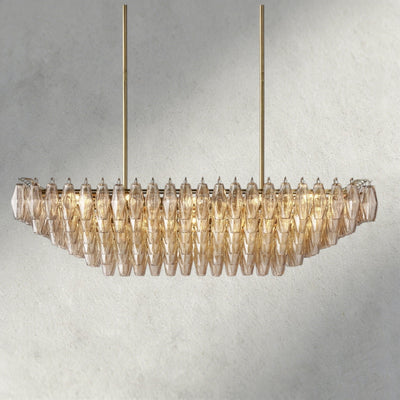 CIHELA CLEAR/ SMOKE GLASS TIERED RECTANGULAR CHANDELIER 54", 74" - Cyran Lamps