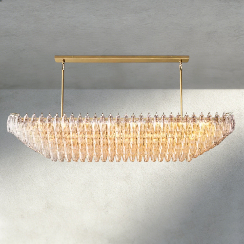 CIHELA CLEAR/ SMOKE GLASS TIERED RECTANGULAR CHANDELIER 54", 74" - Cyran Lamps