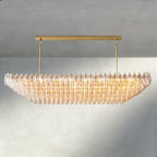 CIHELA CLEAR/ SMOKE GLASS TIERED RECTANGULAR CHANDELIER 54", 74" - Cyran Lamps