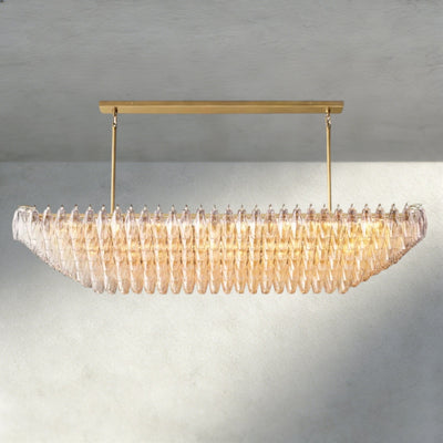 CIHELA CLEAR/ SMOKE GLASS TIERED RECTANGULAR CHANDELIER 54", 74" - Cyran Lamps