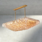 CIHELA CLEAR/ SMOKE GLASS TIERED RECTANGULAR CHANDELIER 54", 74" - Cyran Lamps