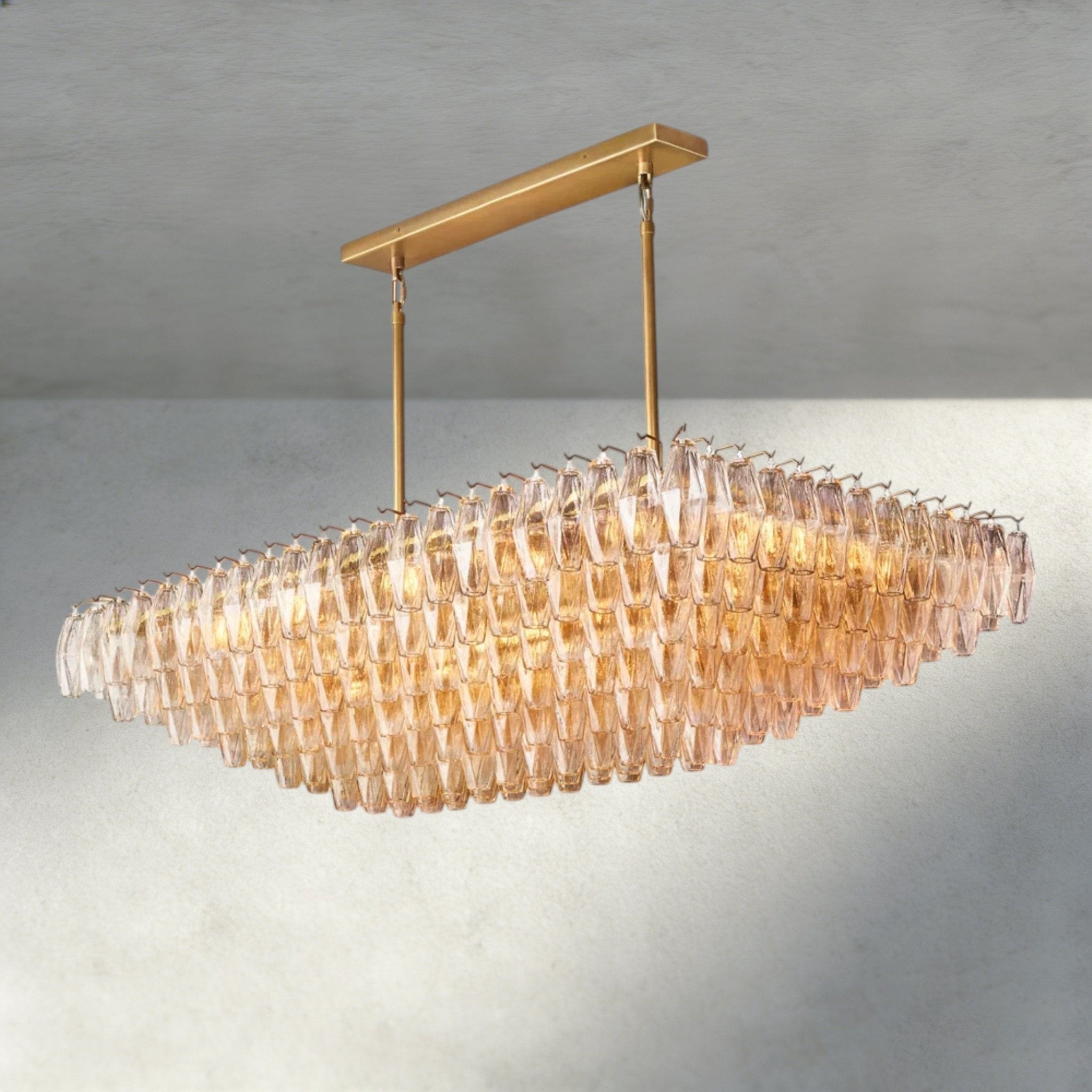 CIHELA CLEAR/ SMOKE GLASS TIERED RECTANGULAR CHANDELIER 54", 74" - Cyran Lamps
