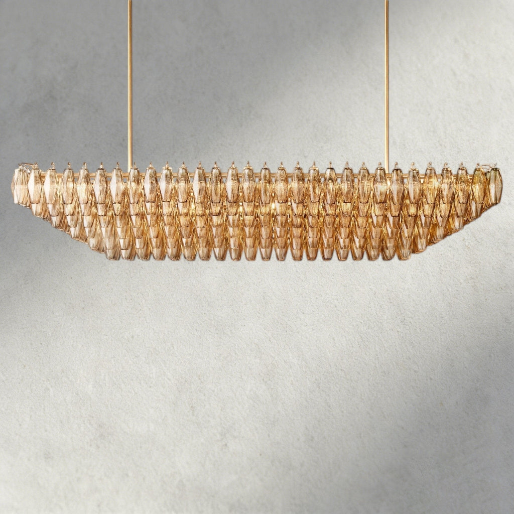 CIHELA CLEAR/ SMOKE GLASS TIERED RECTANGULAR CHANDELIER 54", 74" - Cyran Lamps