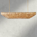 CIHELA CLEAR/ SMOKE GLASS TIERED RECTANGULAR CHANDELIER 54", 74" - Cyran Lamps
