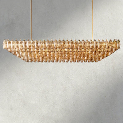 CIHELA CLEAR/ SMOKE GLASS TIERED RECTANGULAR CHANDELIER 54", 74" - Cyran Lamps
