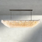 CIHELA CLEAR/ SMOKE GLASS TIERED RECTANGULAR CHANDELIER 54", 74" - Cyran Lamps