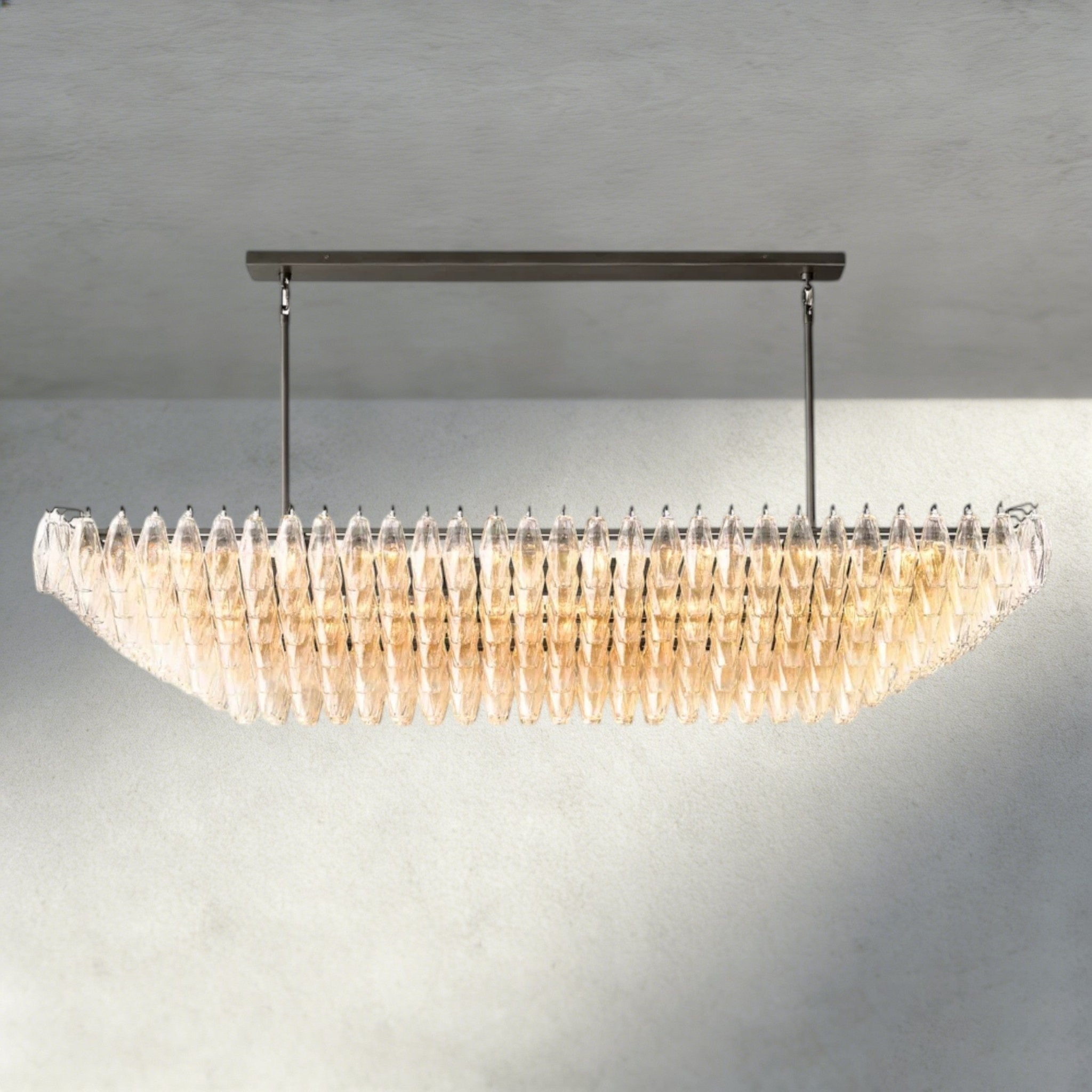CIHELA CLEAR/ SMOKE GLASS TIERED RECTANGULAR CHANDELIER 54", 74" - Cyran Lamps