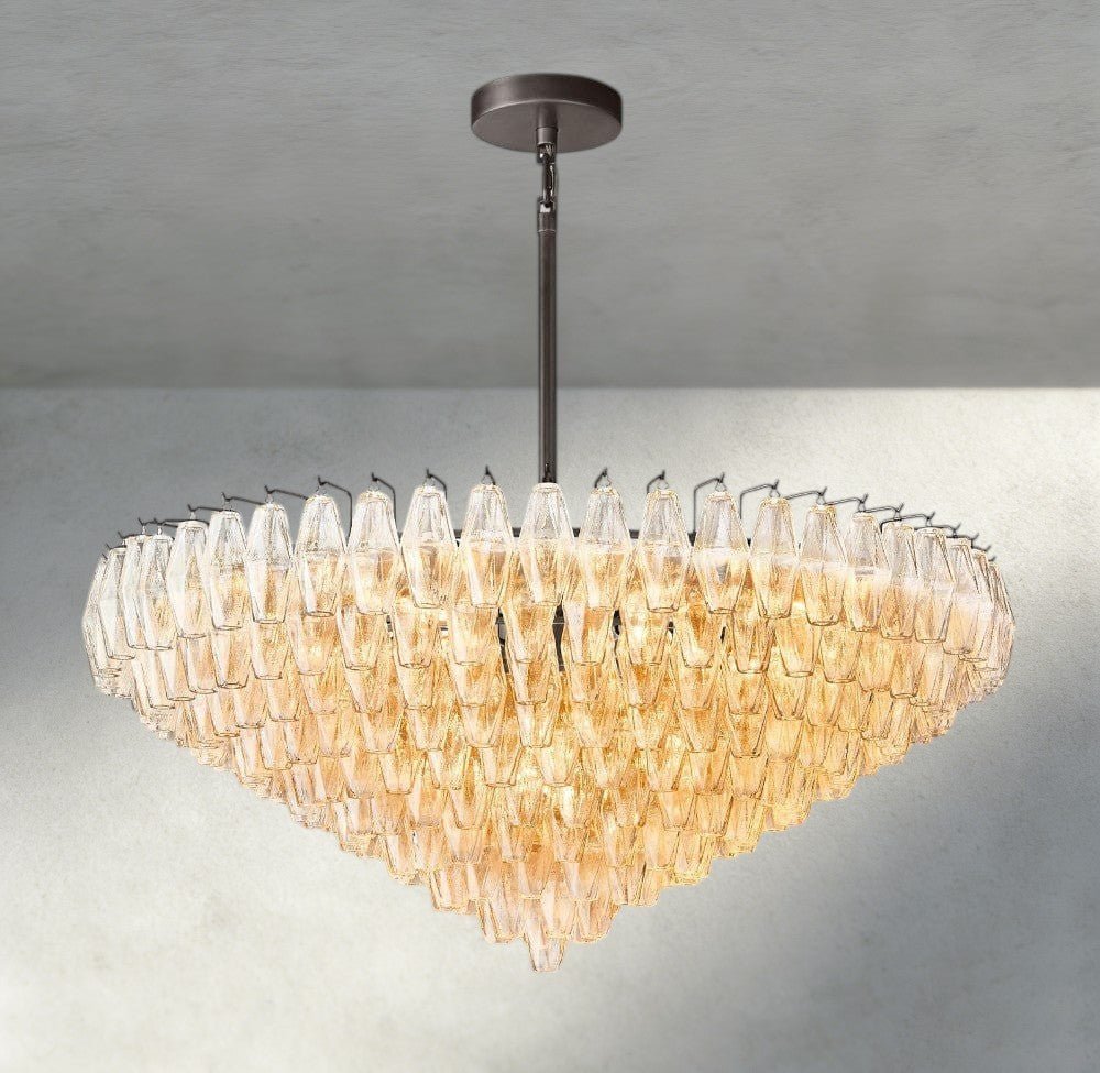 CIHELA CLEAR/ SMOKE GLASS TIERED ROUND CHANDELIER 37", 47", 62" - Cyran Lamps