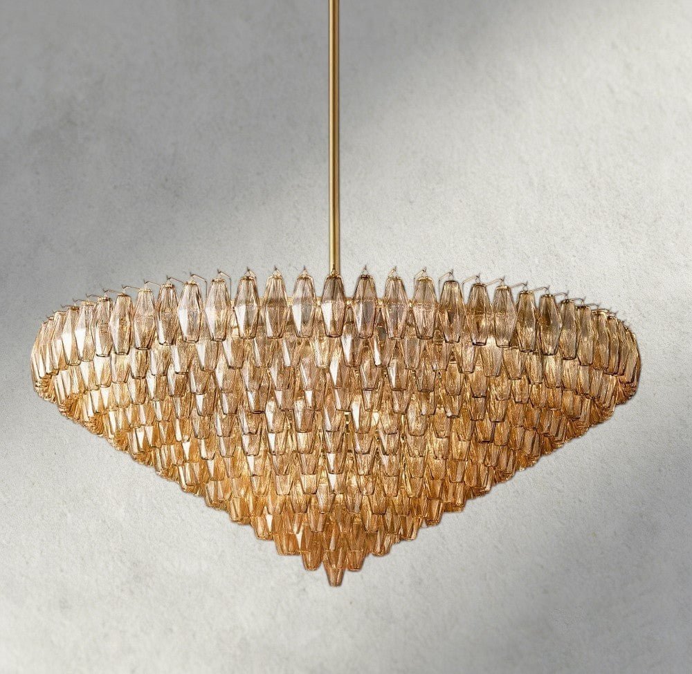 CIHELA CLEAR/ SMOKE GLASS TIERED ROUND CHANDELIER 37", 47", 62" - Cyran Lamps