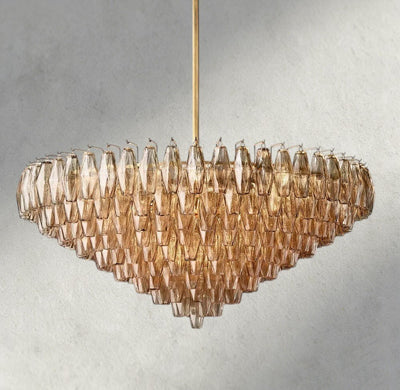 CIHELA CLEAR/ SMOKE GLASS TIERED ROUND CHANDELIER 37", 47", 62" - Cyran Lamps
