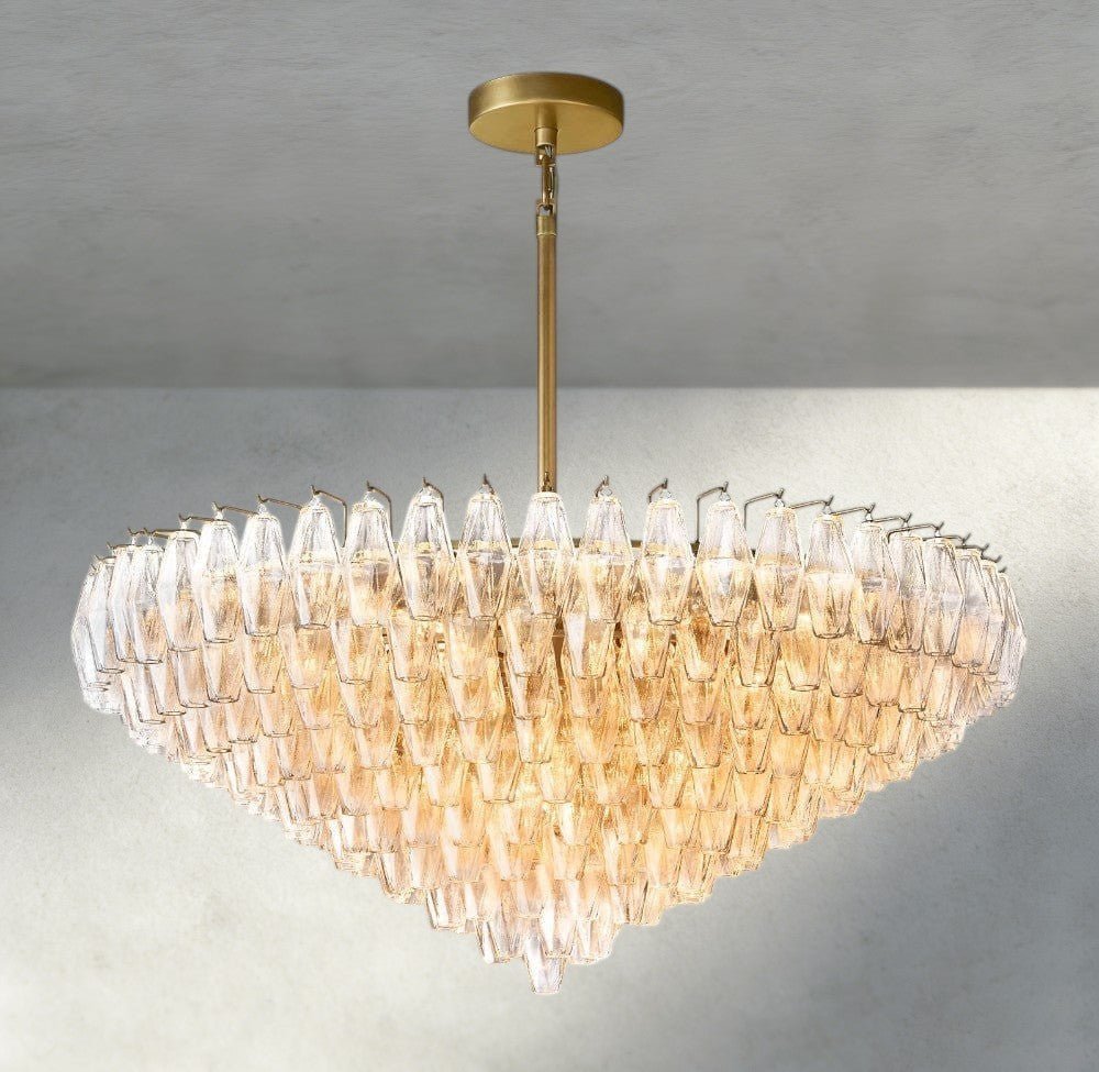 CIHELA CLEAR/ SMOKE GLASS TIERED ROUND CHANDELIER 37", 47", 62" - Cyran Lamps