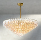 CIHELA CLEAR/ SMOKE GLASS TIERED ROUND CHANDELIER 37", 47", 62" - Cyran Lamps