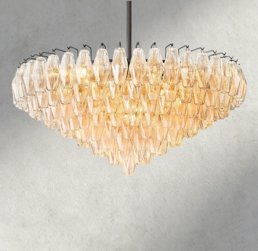 CIHELA CLEAR/ SMOKE GLASS TIERED ROUND CHANDELIER 37", 47", 62" - Cyran Lamps