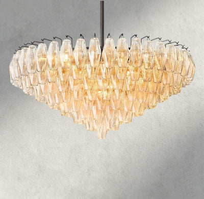 CIHELA CLEAR/ SMOKE GLASS TIERED ROUND CHANDELIER 37", 47", 62" - Cyran Lamps