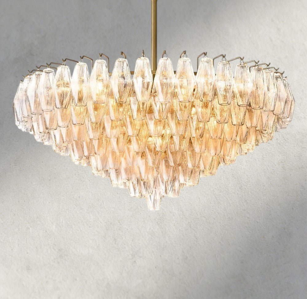 CIHELA CLEAR/ SMOKE GLASS TIERED ROUND CHANDELIER 37", 47", 62" - Cyran Lamps