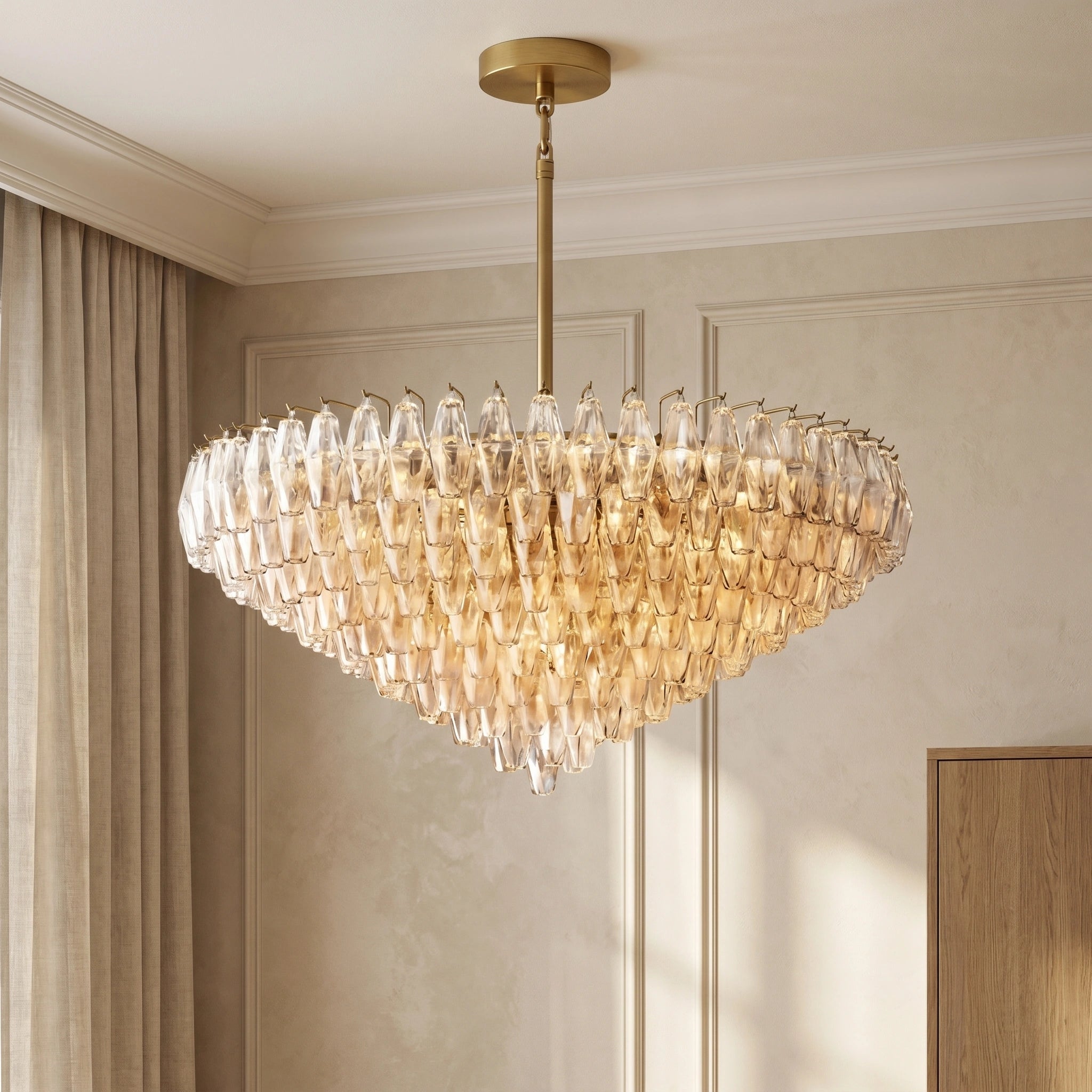 CIHELA CLEAR/ SMOKE GLASS TIERED ROUND CHANDELIER 37", 47", 62" - Cyran Lamps