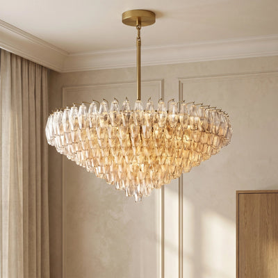 CIHELA CLEAR/ SMOKE GLASS TIERED ROUND CHANDELIER 37", 47", 62" - Cyran Lamps