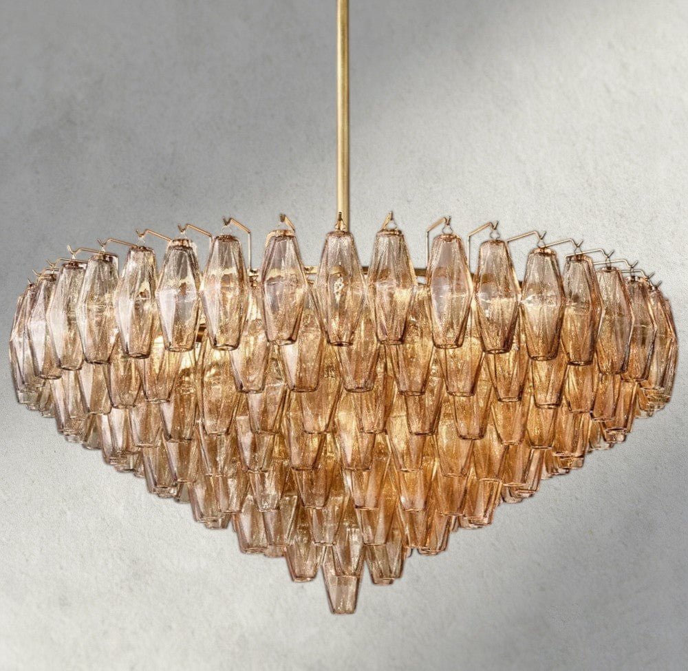 CIHELA CLEAR/ SMOKE GLASS TIERED ROUND CHANDELIER 37", 47", 62" - Cyran Lamps