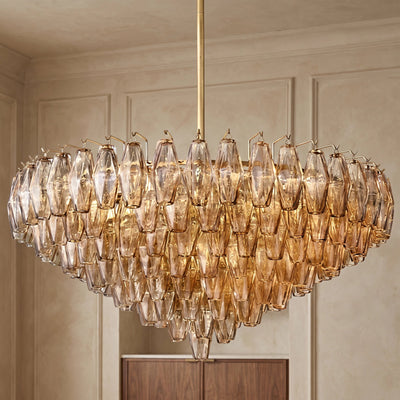 CIHELA CLEAR/ SMOKE GLASS TIERED ROUND CHANDELIER 37", 47", 62" - Cyran Lamps