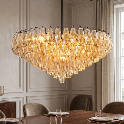 CIHELA CLEAR/ SMOKE GLASS TIERED ROUND CHANDELIER 37", 47", 62" - Cyran Lamps