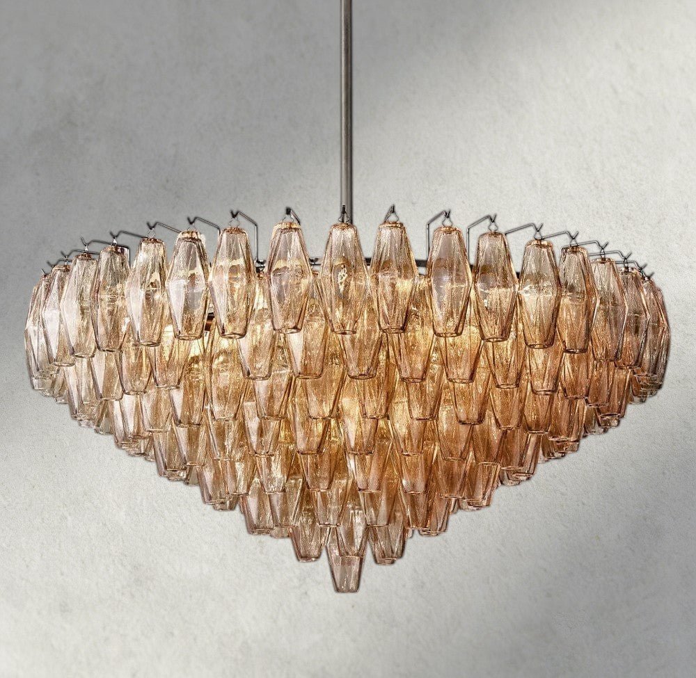CIHELA CLEAR/ SMOKE GLASS TIERED ROUND CHANDELIER 37", 47", 62" - Cyran Lamps