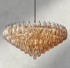 CIHELA CLEAR/ SMOKE GLASS TIERED ROUND CHANDELIER 37", 47", 62" - Cyran Lamps