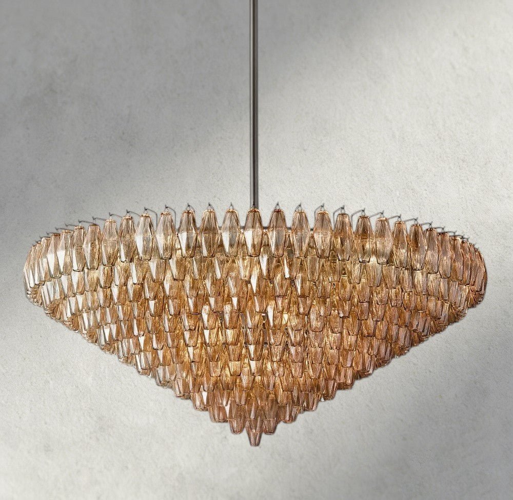 CIHELA CLEAR/ SMOKE GLASS TIERED ROUND CHANDELIER 37", 47", 62" - Cyran Lamps