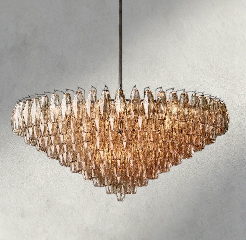 CIHELA CLEAR/ SMOKE GLASS TIERED ROUND CHANDELIER 37", 47", 62" - Cyran Lamps