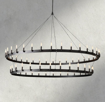 Cominv Vintage Filament Two - Tier Chandelier 38", 50", 63", 73" - Cyran Lamps