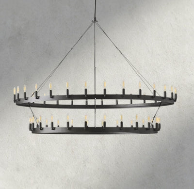 Cominv Vintage Filament Two - Tier Chandelier 38", 50", 63", 73" - Cyran Lamps