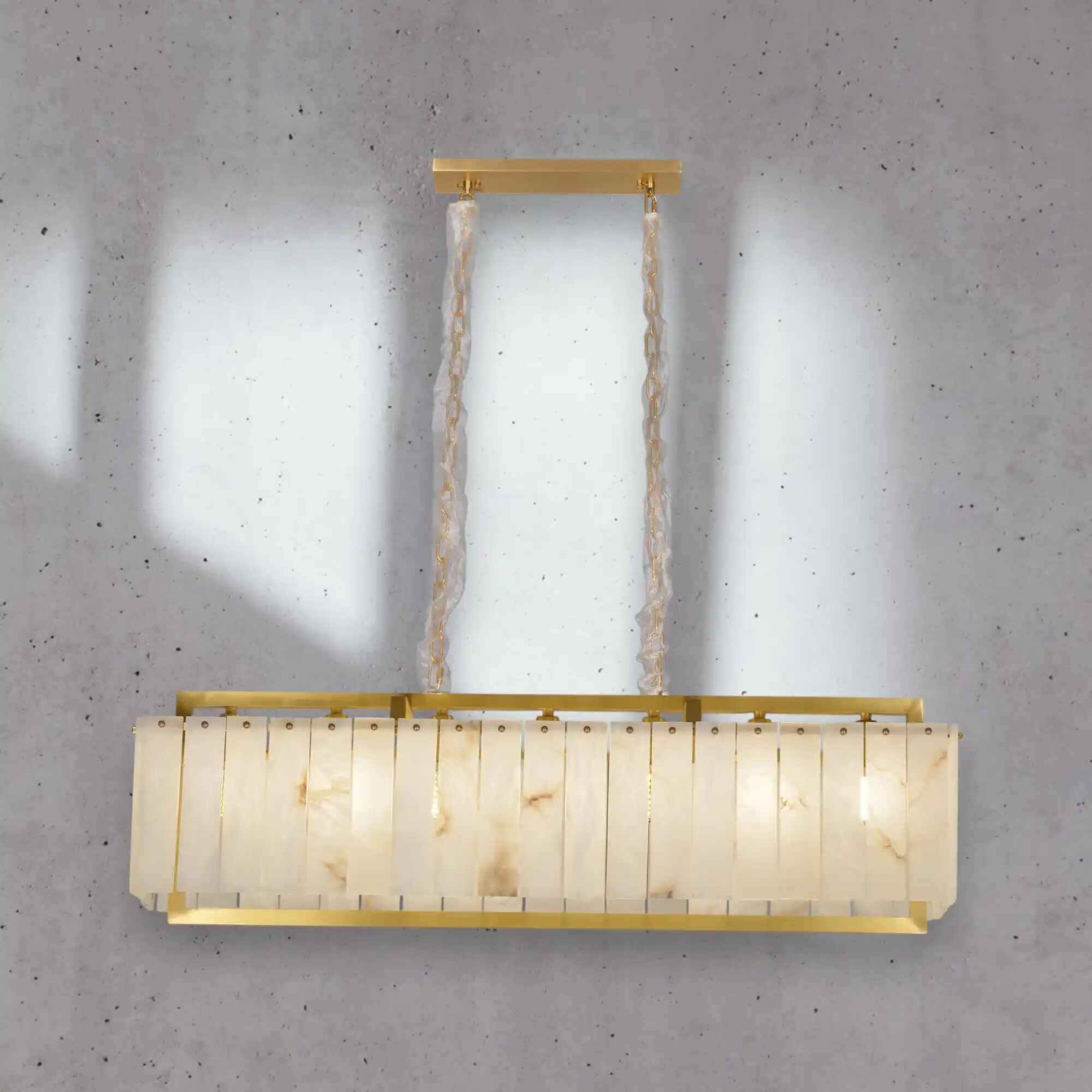 Cyran Alabaster Nature Stone Rectangular Chandelier - Cyran Lamps