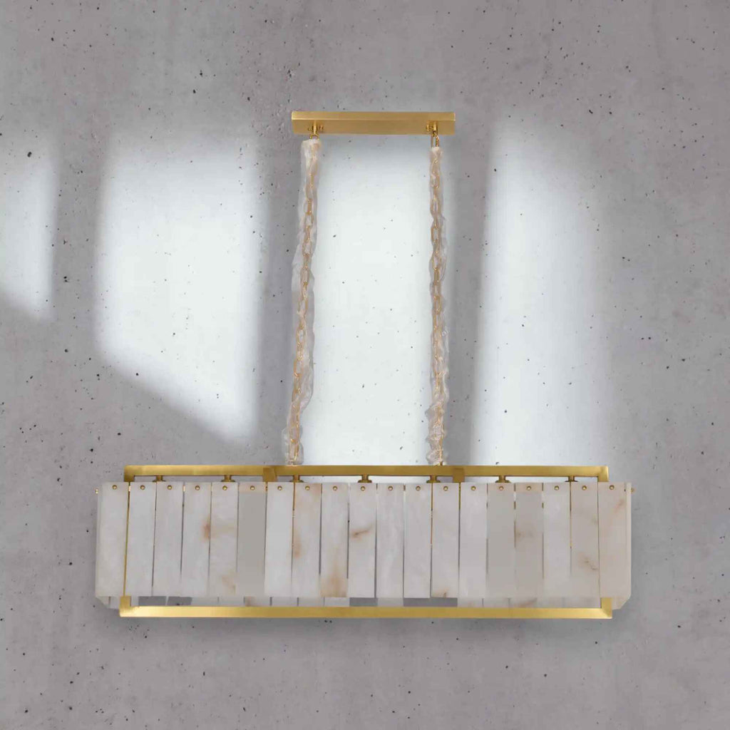 Cyran Alabaster Nature Stone Rectangular Chandelier - Cyran Lamps