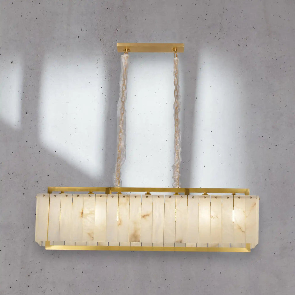 Cyran Alabaster Nature Stone Rectangular Chandelier - Cyran Lamps