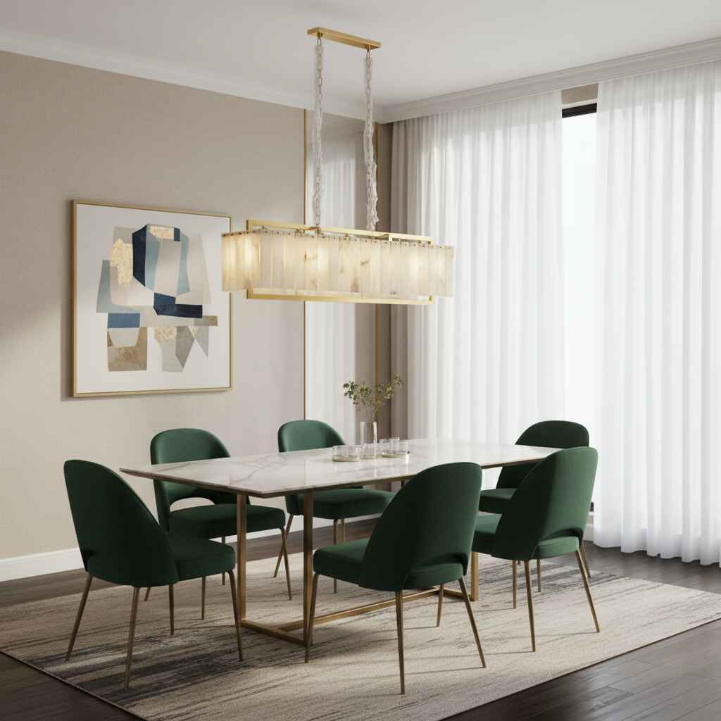 Cyran Alabaster Nature Stone Rectangular Chandelier - Cyran Lamps