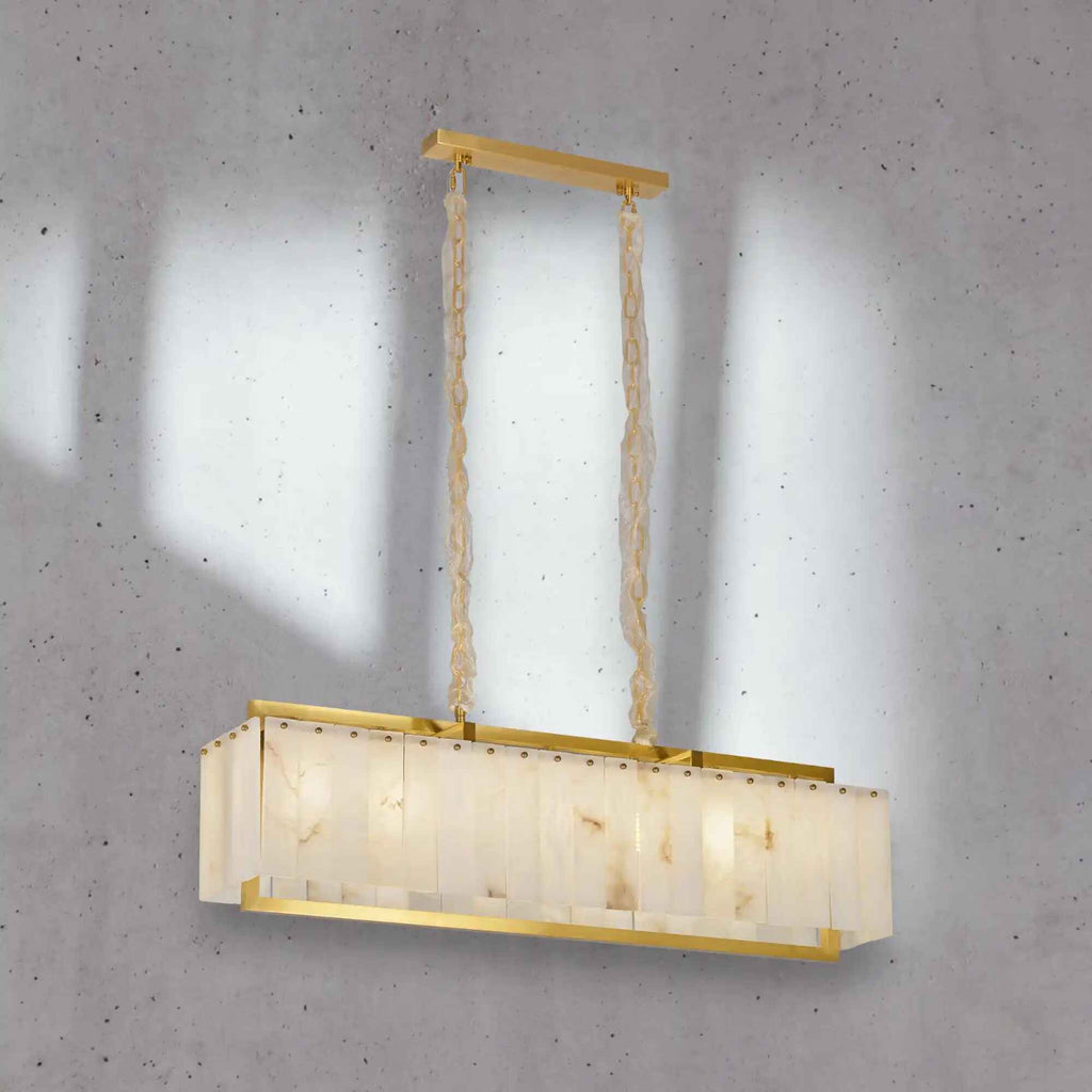Cyran Alabaster Nature Stone Rectangular Chandelier - Cyran Lamps