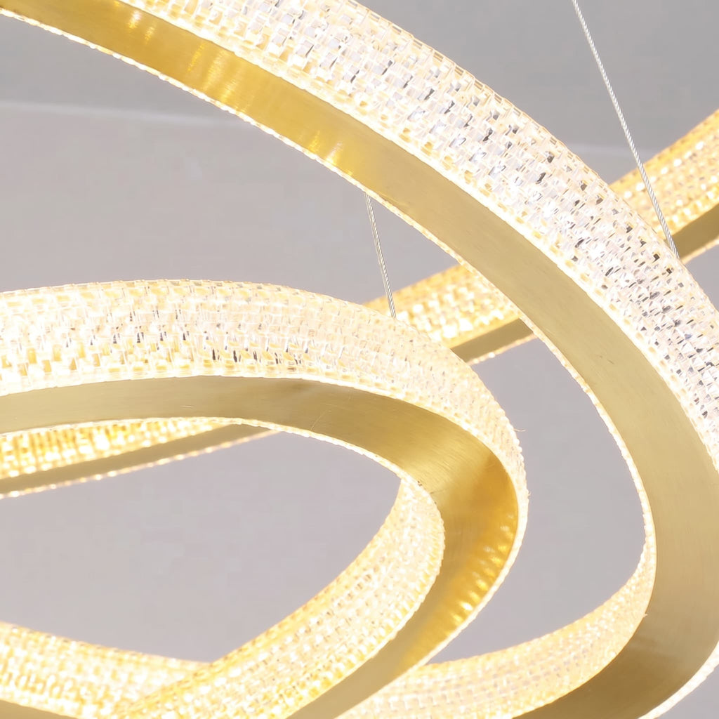 Cyran Modern Entryway Chandelier 3 Rings Crystal Gold Finish - Cyran Lamps